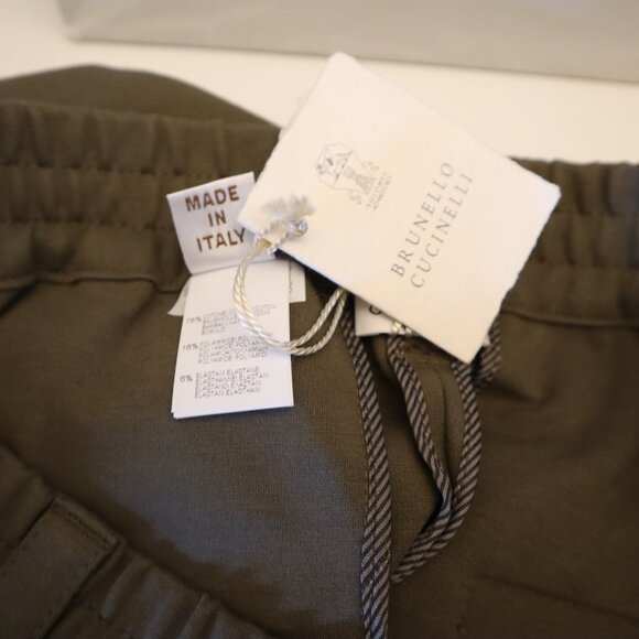 Brunello Cucinelli Pants Military Green Relax Pull On Style Size 8 New Tag $1950 - Picture 9 of 10